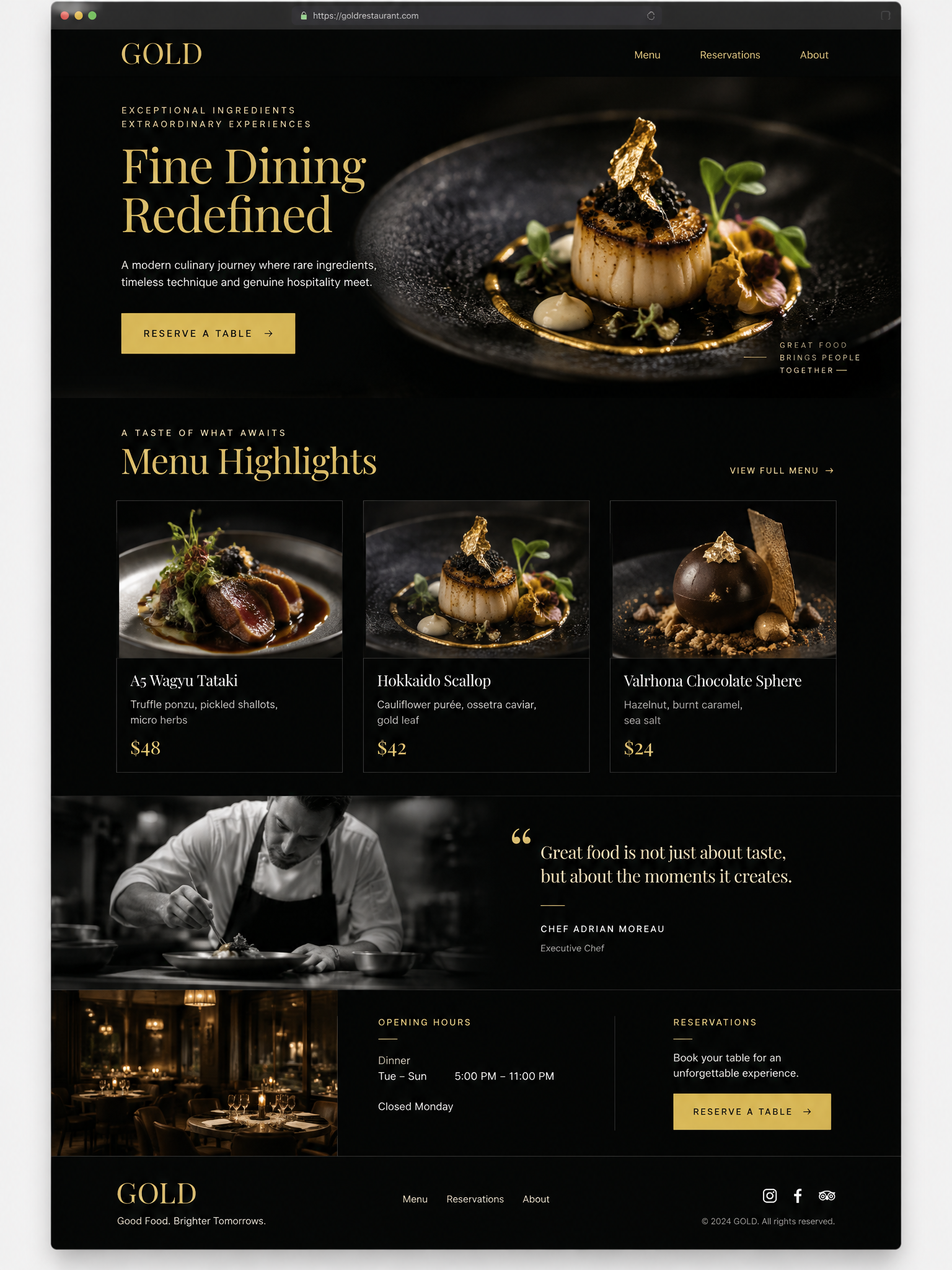 Sitio Web Restaurante Gold